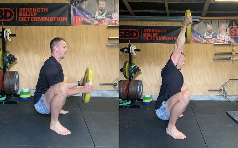Squat Hold With Over Head Press