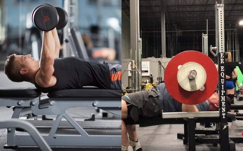 the differences between a dumbbell bench press vs barbell bench press