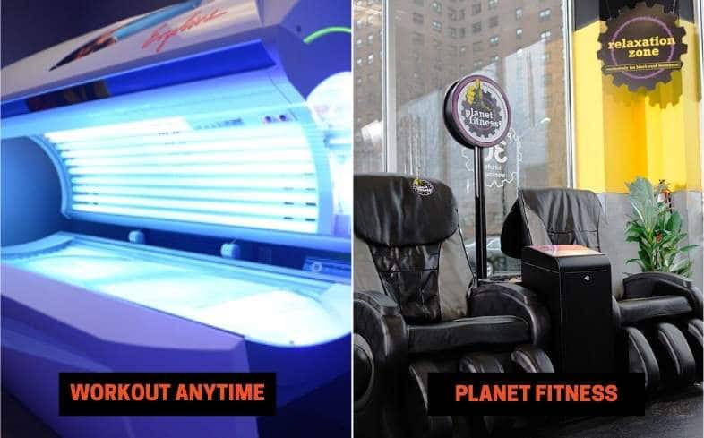 Workout Anytime vs Planet Fitness Amenities