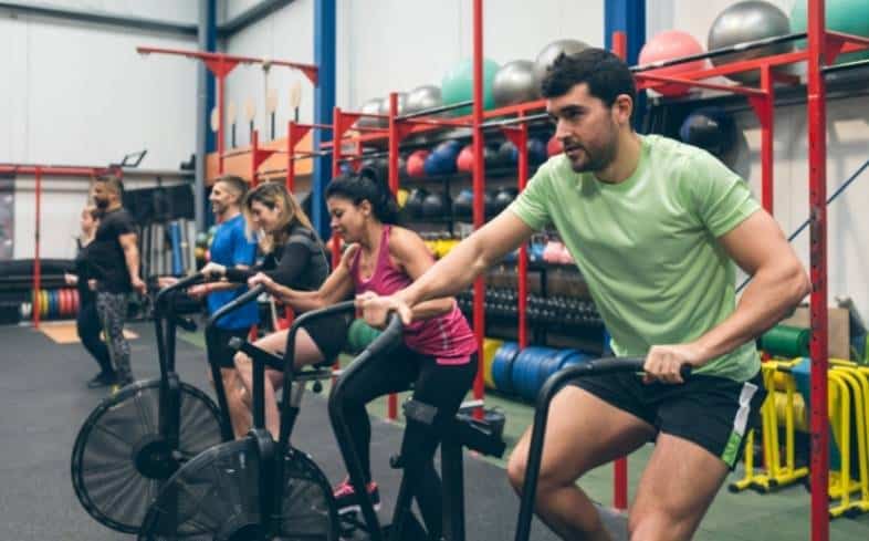 biking at the gym