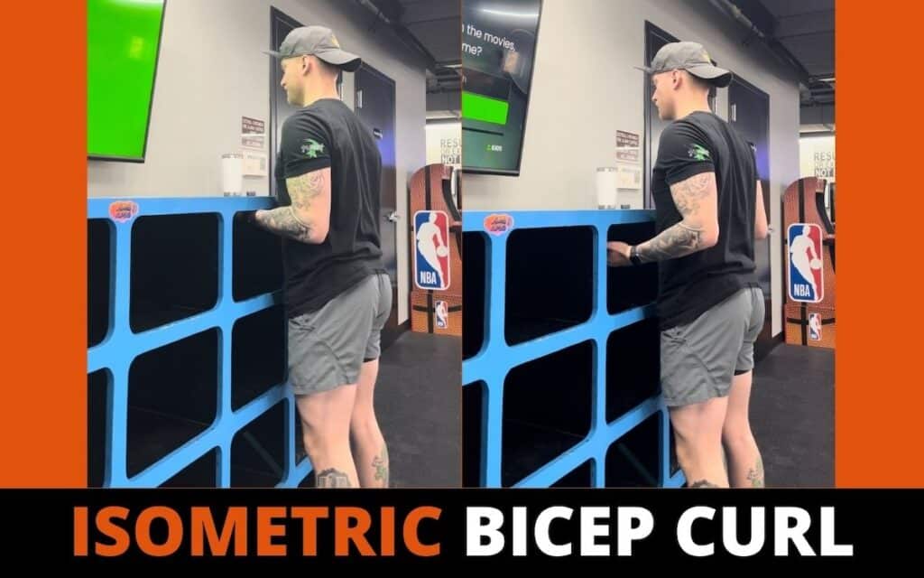 isometric bicep curls are a good bodyweight bicep exercise taken by Jake Woodruff, a strength coach