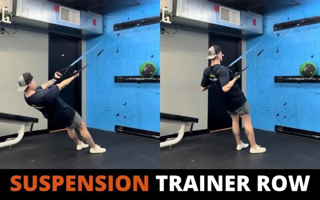 suspension trainer rows are a good bodyweight bicep exercise taken by Jake Woodruff, a strength coach