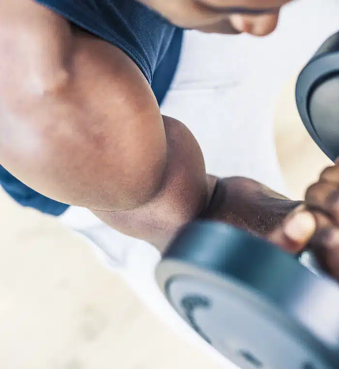 man making biceps