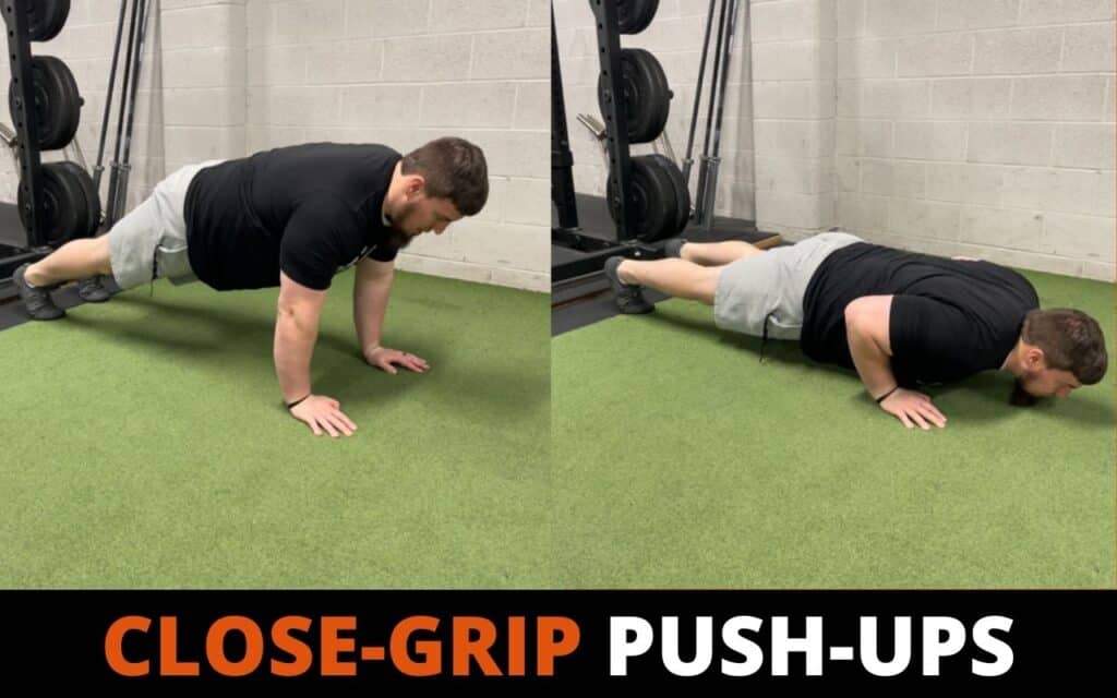 close grip push ups are great for an inner chest workout taken by Derek Reasch, strength coach