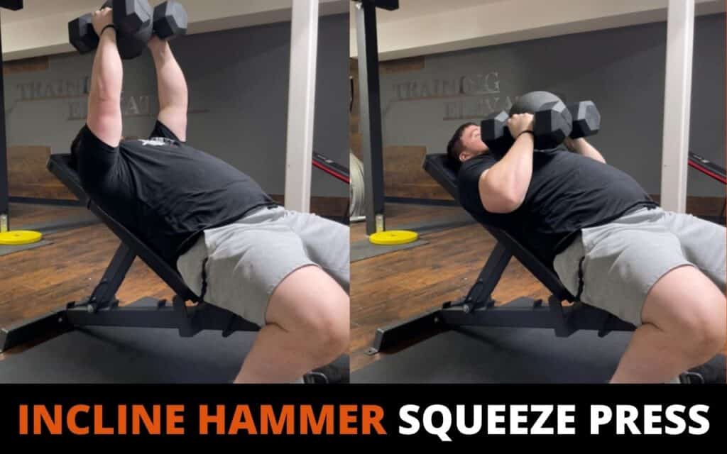 incline hammer squeeze press is great for an inner chest workout taken by Derek Reasch, strength coach