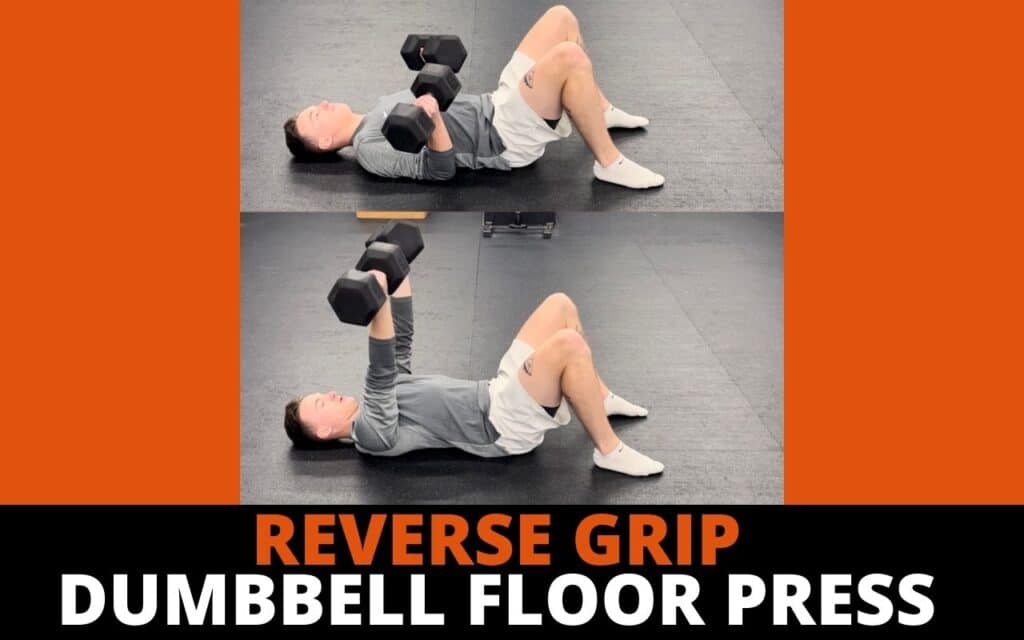 dumbbell chest workout without a bench reverse grip dumbbell floor press by jake woodruff strength coach personal