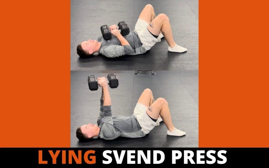 dumbbell chest workout without a bench lying svend press by jake woodruff strength coach personal