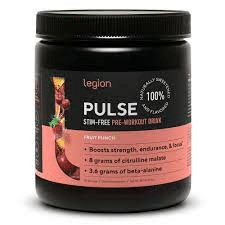 Amazon.com: Legion Pulse Pre Workout Supplement - All Natural Nitric Oxide  Preworkout Drink to Boost Energy, Creatine Free, Naturally Sweetened, Beta  Alanine, Citrulline, Alpha GPC (Caffeine Free Fruit Punch) : Health &