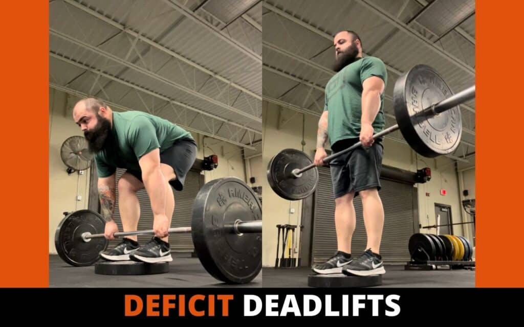 deficit deadlift is a legs focused deadlift variation. Photo taken by Coach Joseph Lucero
