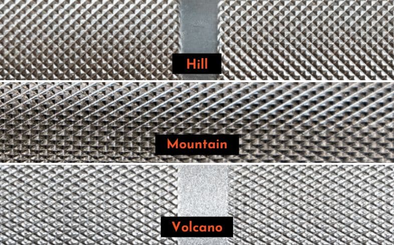 three different types of knurling