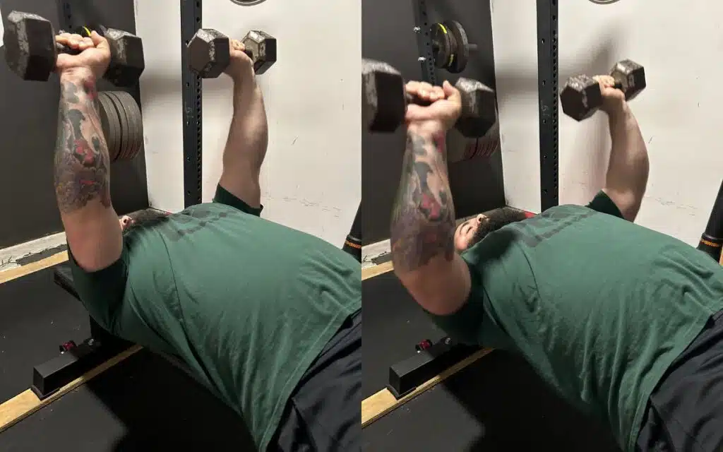 Coach Lucero shows how to do a dumbbell bench press with proper form.