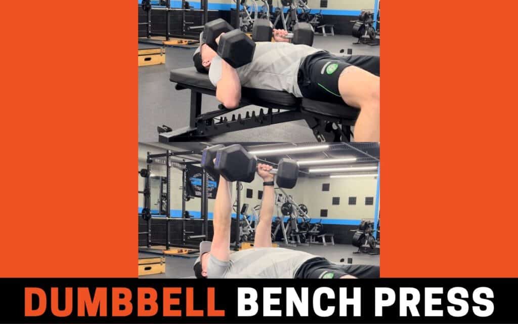 Dumbbell bench press taken by Jake Woodruff Strength Coach
