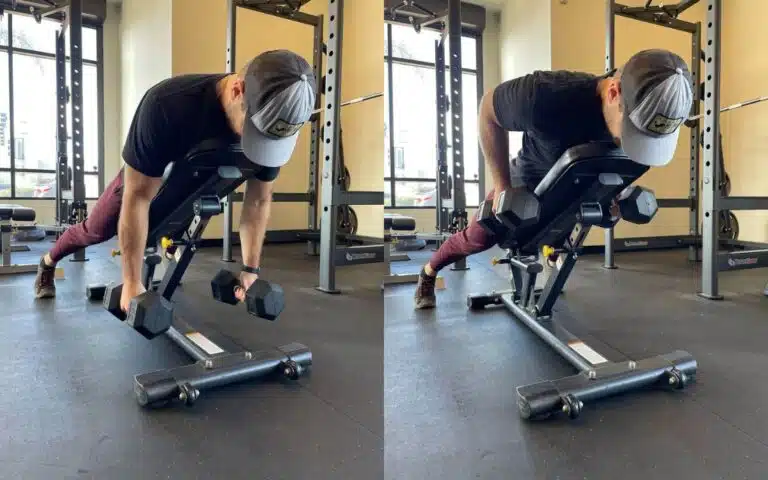 incline supported dumbbell low row are one of the best dumbbell back exercises taken by kurtis ackerman, strength coach