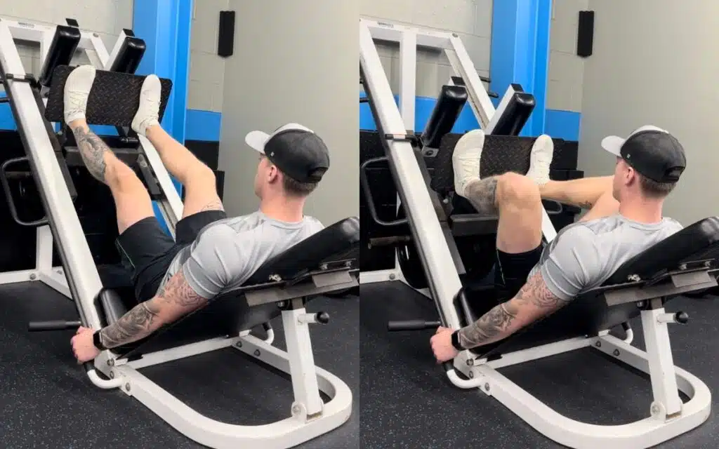 Derek Reasch does leg press