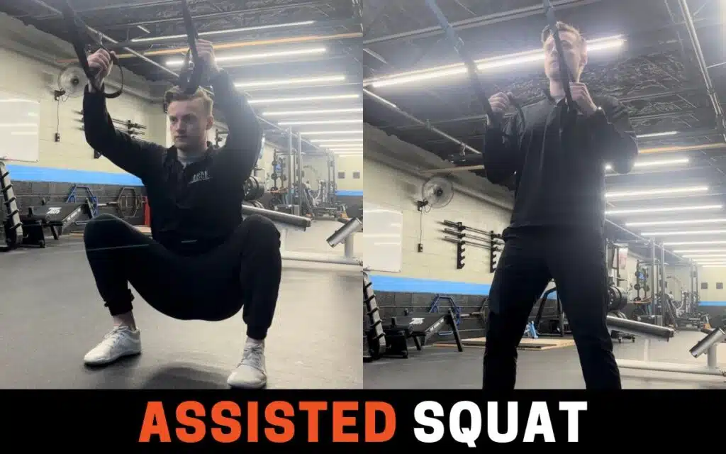Assisted Squat is one of the best squat progressions, taken by Jake Woodruff, Strength Coach