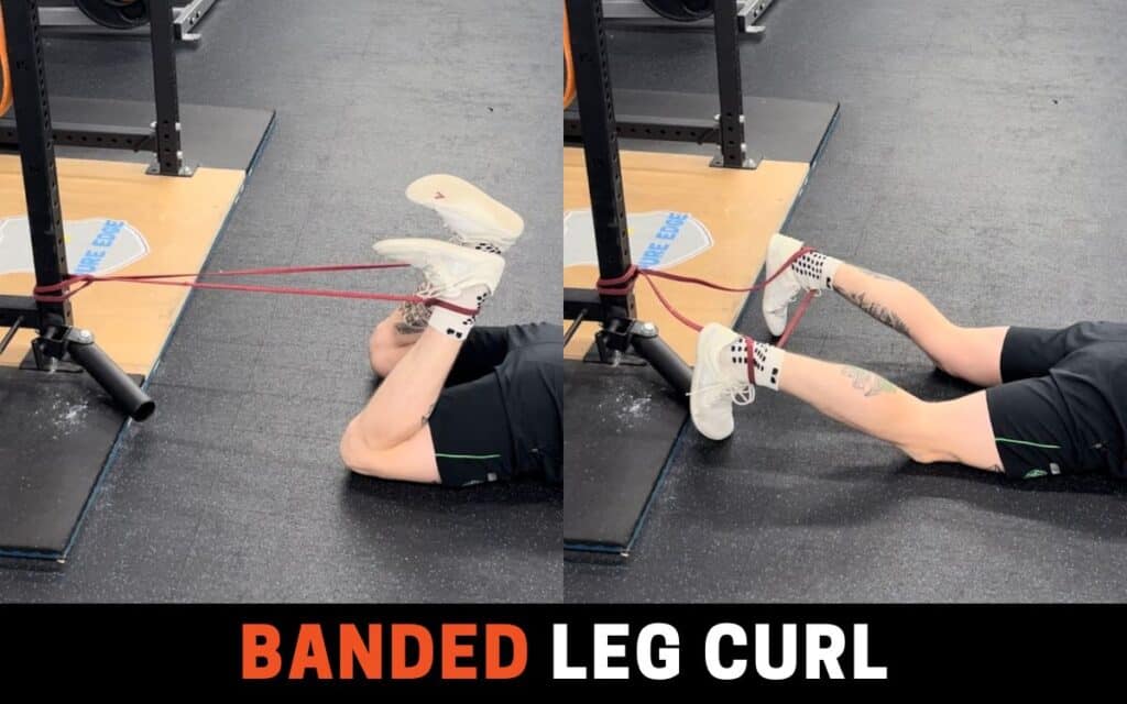 Banded Leg Curl is one of the best leg curl alternatives, taken by Jake Woodruff, Strength Coach