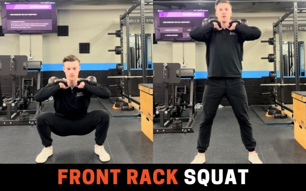 Front Rack Squat is one of the best squat progressions, taken by Jake Woodruff, Strength Coach
