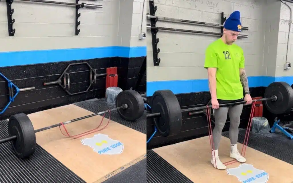 How To Add Banded Deadlifts To Your Workout banded deadlifts, taken by Jake Woodruff, Strength Coach