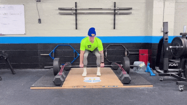 How To Add Banded Deadlifts To Your Workout banded deadlifts, taken by Jake Woodruff, Strength Coach