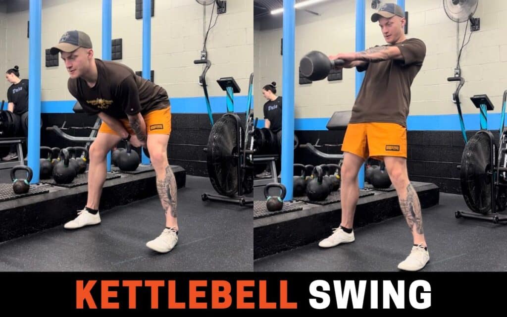 Kettlebell Swing is one of the best leg curl alternatives, taken by Jake Woodruff, Strength Coach