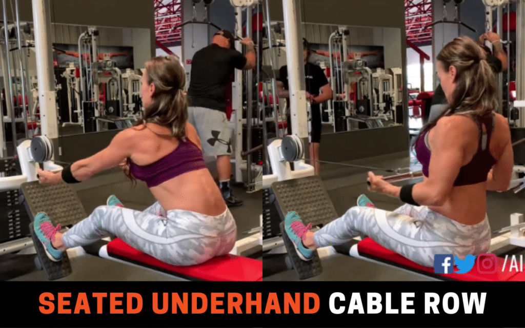 Seated Underhand Cable Row is one of the best compound bicep exercises
