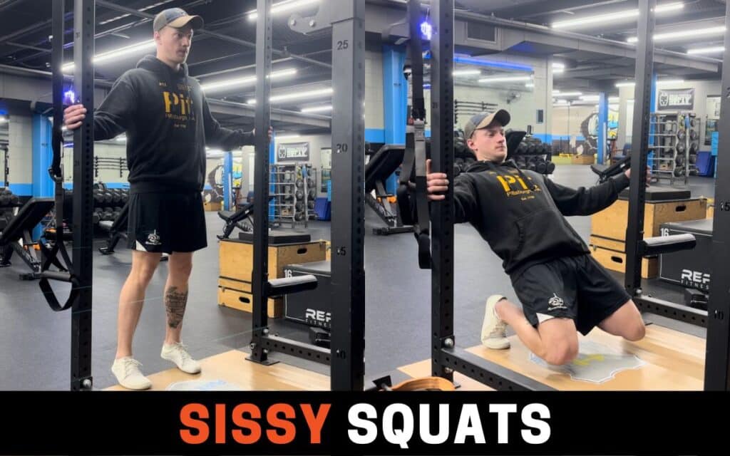 Sissy Squats is one of the best leg extension alternatives, taken by Jake Woodruff, Strength Coach