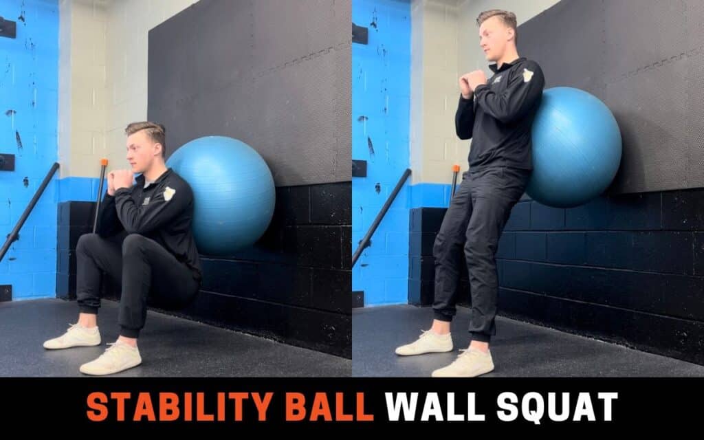 Stability Ball Wall Squat is one of the best squat progressions, taken by Jake Woodruff, Strength Coach
