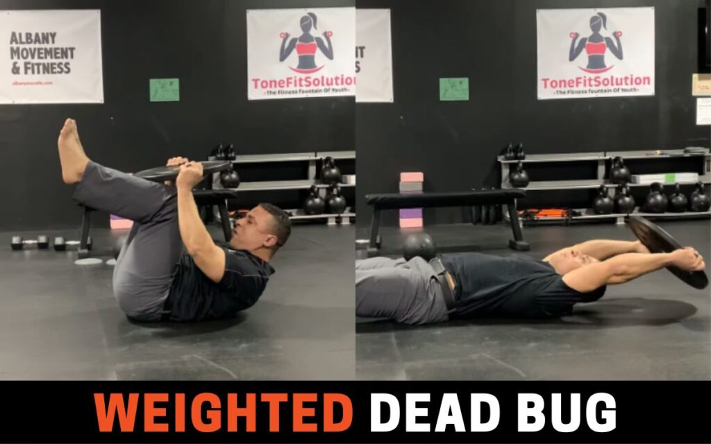 Weighted Dead Bug is one of the best russian twist alternatives