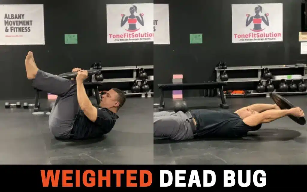 Weighted Dead Bug is one of the best russian twist alternatives