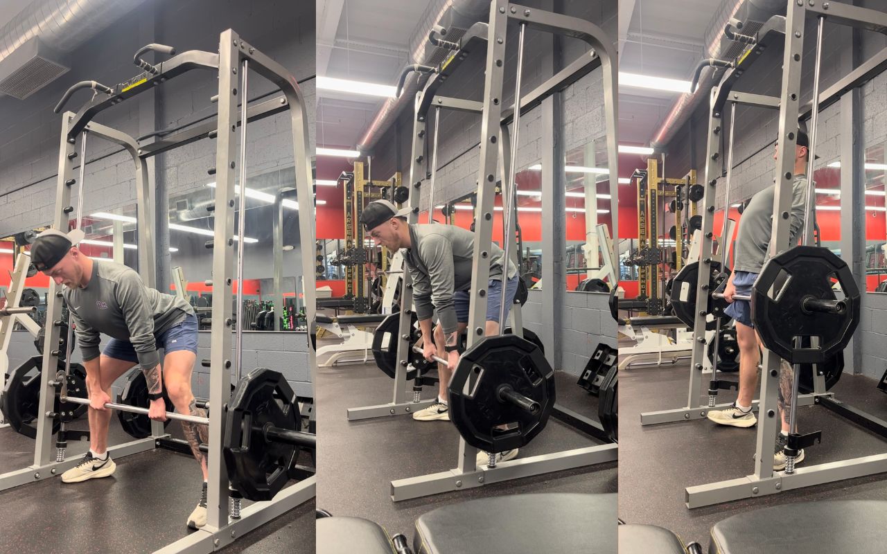 common mistakes with sumo deadlift smith machine demostrated by Strength Coach Jake Woodruff
