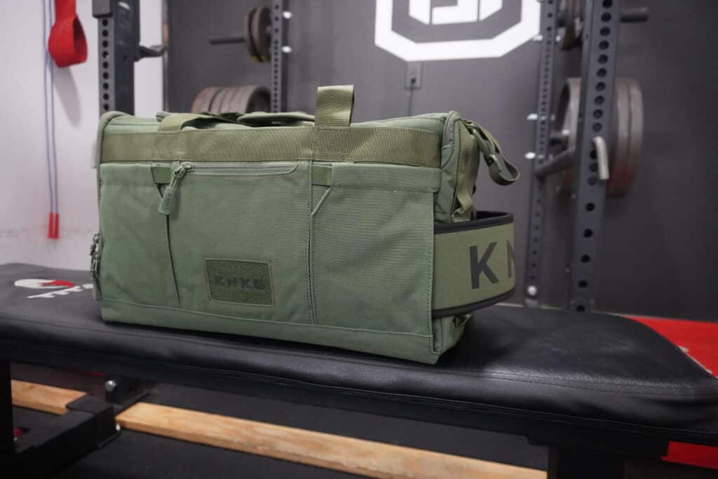 After evaluating a bunch of high-quality options, the KNKG Core duffel is our top choice. Here's how it looks in our gym.
