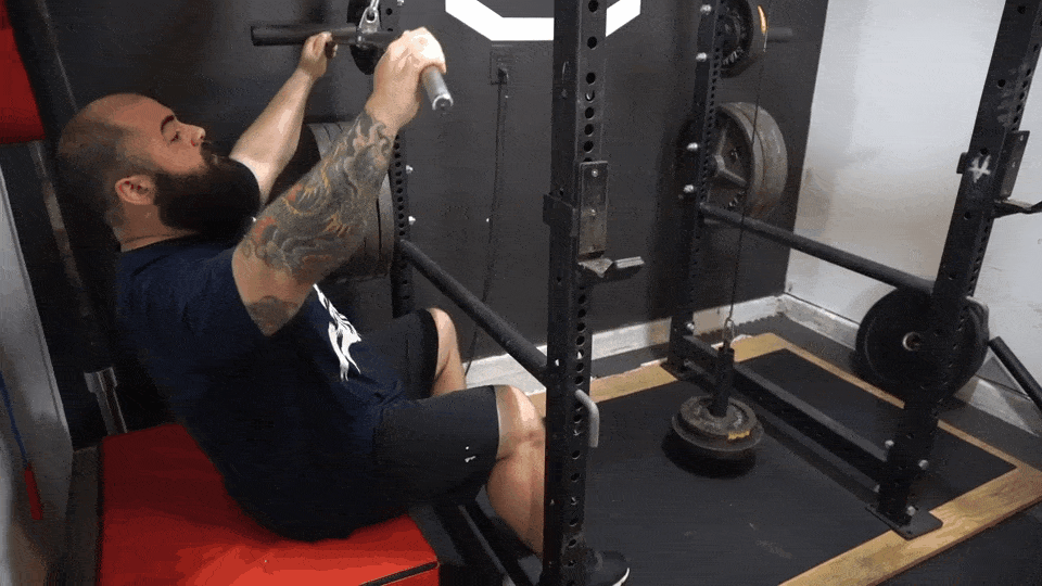 A professional strength coach shows how to do cable lat pulldowns.