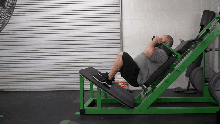 A strength coach shows how to do hack squats.