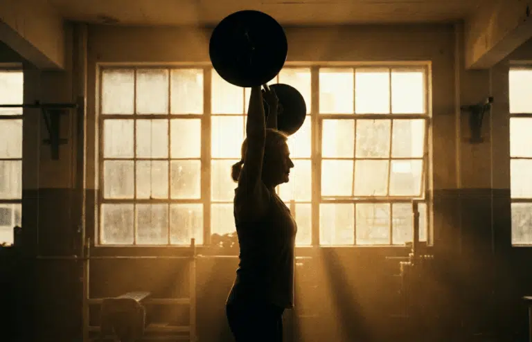 A senior powerlifter at the gym.